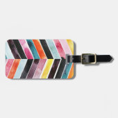 Étiquette À Bagage Aquarelle vive Chevron I (Devant horizontal)