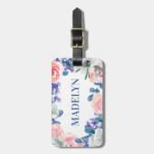 Étiquette À Bagage Aquarelle Whimsical Floral Nom personnalisable (Devant Vertical)