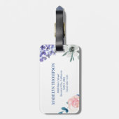 Étiquette À Bagage Aquarelle Whimsical Floral Nom personnalisable (Dos Vertical)