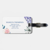 Étiquette À Bagage Aquarelle Whimsical Floral Nom personnalisable (Dos horizontal)
