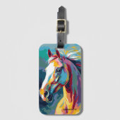 Étiquette À Bagage Aquarelles Illustration de la tête de cheval (Devant Vertical)