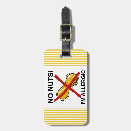 Étiquette À Bagage Arachide AUCUNS écrous je suis allergique (Devant Vertical)