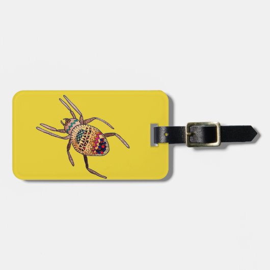 Étiquette À Bagage Araignée colorée art arachnien (Devant horizontal)