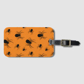 Étiquette À Bagage Araignées Halloween motif noir et orange (Devant Horizontal)