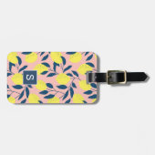 Étiquette À Bagage Arbre Citron Motif Moderne de Fruit Monogramme (Devant horizontal)