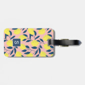 Étiquette À Bagage Arbre Citron Motif Moderne de Fruit Monogramme (Dos horizontal)