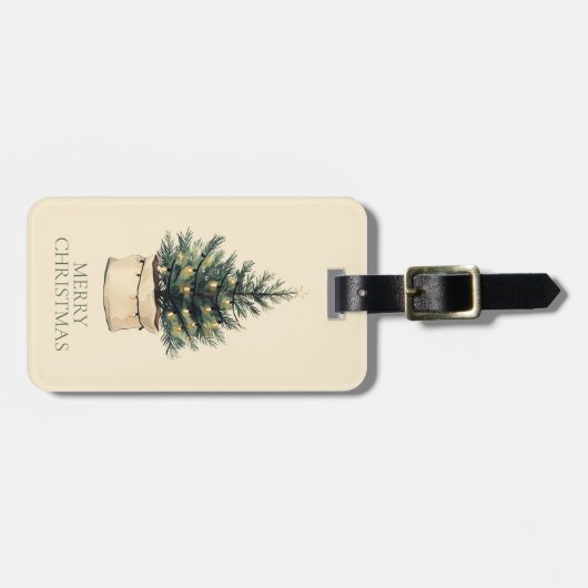 Étiquette À Bagage Arbre de Noël rustique minimal (Devant horizontal)