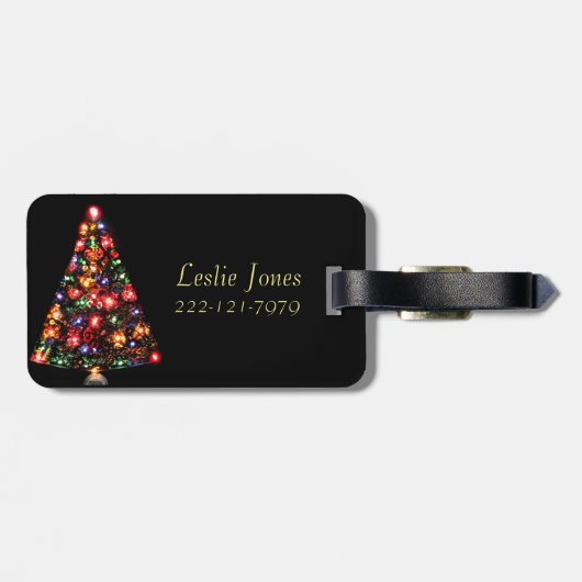 Étiquette À Bagage Arbre de Noël scintillant (Dos horizontal)