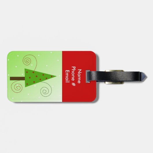 Étiquette À Bagage Arbre de Noël Whimsical (Dos horizontal)