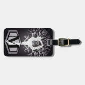 Étiquette À Bagage Arbre de yoga en noir et blanc (Devant horizontal)