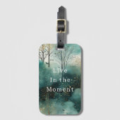 Étiquette À Bagage Arbres de Noël Vert Or avec Oiseaux (Devant Vertical)