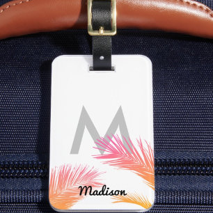 Étiquette À Bagage Arbres de palme tropicaux personnalisés Monogramme