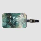 Étiquette À Bagage Arbres verts en or avec oiseaux Noël (Devant Horizontal)