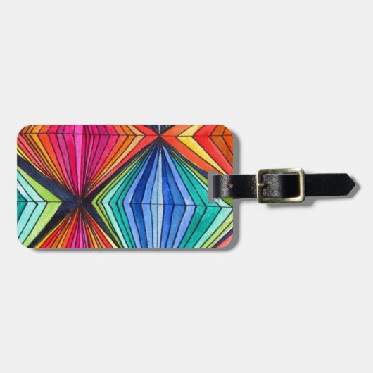 Étiquette À Bagage Arc-en-ciel - Art optique géométrique (Devant horizontal)