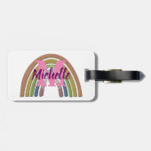 Étiquette À Bagage Arc-en-ciel avec Faux Rustic Paper Texture Nom Per (Dos horizontal)