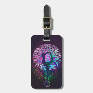 Étiquette À Bagage Arc-en-ciel de paix d'arbre de yoga