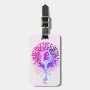 Étiquette À Bagage Arc-en-ciel de pastel d'arbre de yoga