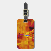 Étiquette À Bagage Arc-en-ciel libellule sur ambre et fuschie (Devant Vertical)