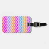 Étiquette À Bagage Arc-en couleur Zigzag Chevron Monogrammé (Devant horizontal)