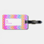 Étiquette À Bagage Arc-en couleur Zigzag Chevron Monogrammé (Dos horizontal)
