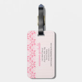 Étiquette À Bagage Arc rose élégant Girly d'enveloppe de damassé (Dos Vertical)