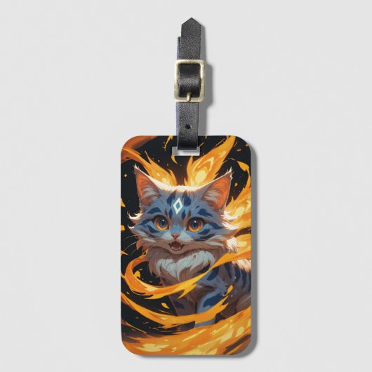 Étiquette À Bagage Arcane Ember : Le Kitten Flamebound Familier (Devant Vertical)