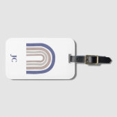 Étiquette À Bagage Arches du milieu du siècle - Bleu et Beige (Devant Horizontal)