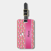 Étiquette À Bagage Arcs-en-ciel nommés personnalisés de rose de (Devant Vertical)