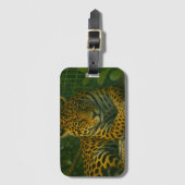 Étiquette À Bagage Ardoise dorée - Leopard reposant en feuillage (Devant Vertical)