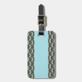 Étiquette À Bagage Ardoise et bleu clair Motif de courbe Art Déco (Devant Vertical)