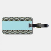 Étiquette À Bagage Ardoise et bleu clair Motif de courbe Art Déco (Dos horizontal)