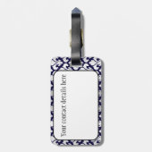 Étiquette À Bagage argent Fleurs-De-lys et bleu (Dos Vertical)