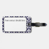 Étiquette À Bagage argent Fleurs-De-lys et bleu (Dos horizontal)