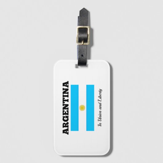 Étiquette À Bagage Argentine - Drapeau et devise (Devant Vertical)