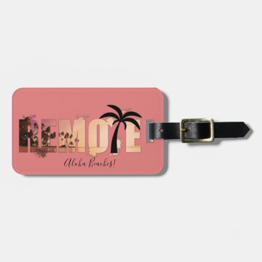 Étiquette À Bagage Arme de palmier Sunset Beach à distance (Devant horizontal)
