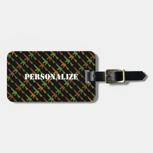 Étiquette À Bagage Arme de style militaire Camouflage GI Fusil Cool N (Devant horizontal)