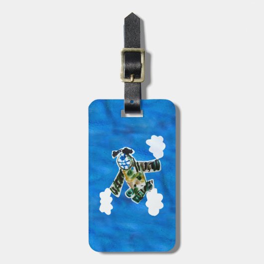 Étiquette À Bagage Army Jet "Art by Kids" (Devant Vertical)