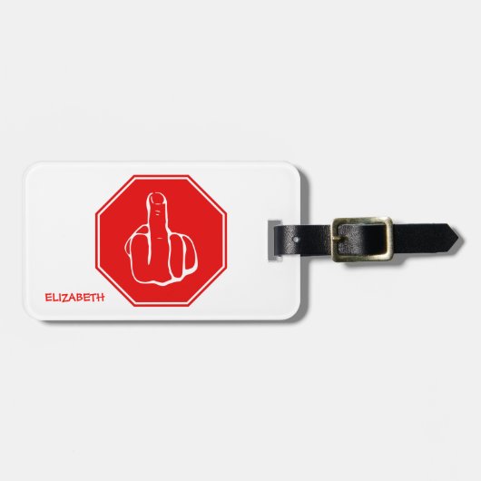 Étiquette À Bagage Arrêtez le signe de circulation routière drôle de (Devant horizontal)