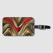 Étiquette À Bagage Arrière D'Or Et Motif Rouge (Devant Horizontal)