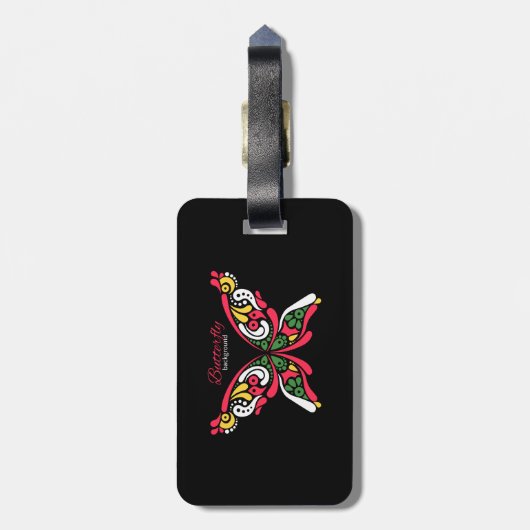 Étiquette À Bagage Arrière - plan avec un beau papillon. (Dos Vertical)