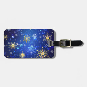 Étiquette À Bagage Arrière - plan Bleu XMAS avec des flocons de neige