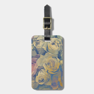 Étiquette À Bagage arrière - plan coloré vintage floral d'art