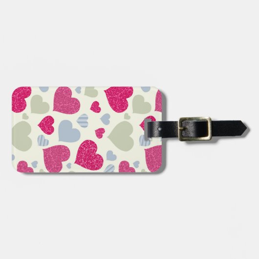 Étiquette À Bagage Arrière - plan de coeurs (Devant horizontal)
