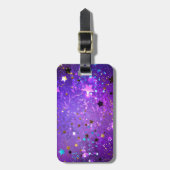 Étiquette À Bagage Arrière - plan de feuille violet avec étoiles (Devant Vertical)