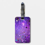 Étiquette À Bagage Arrière - plan de feuille violet avec étoiles (Dos Vertical)