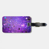 Étiquette À Bagage Arrière - plan de feuille violet avec étoiles (Dos horizontal)