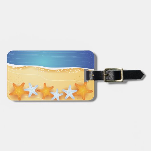 Étiquette À Bagage Arrière - plan de plage, tag (Devant horizontal)