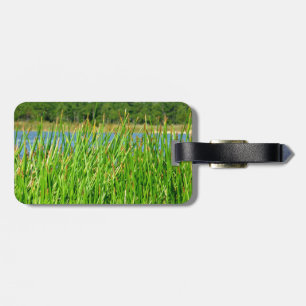 Étiquette À Bagage arrière - plan d'étang des arbres de roseaux