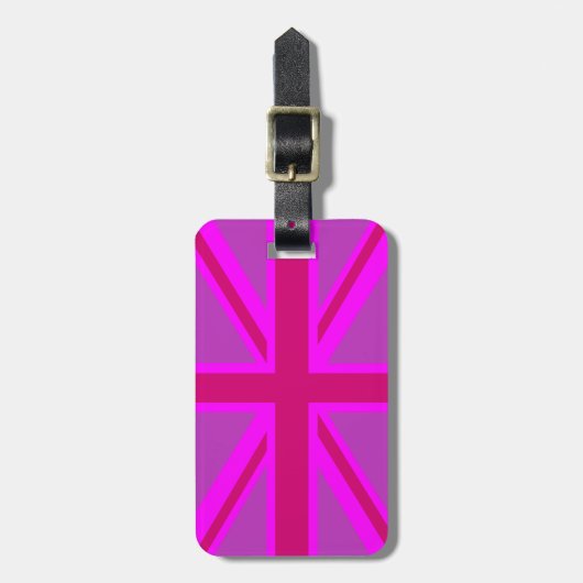 Étiquette À Bagage Arrière - plan du drapeau britannique Hot Pink Uni (Devant Vertical)