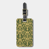 Étiquette À Bagage arrière - plan en bois de damas à fleurs (Devant Vertical)